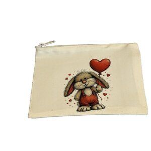Cute Bunny Zippered Pouch Heart Bunny Makeup Coin Bag Gift for Bunny Lovers